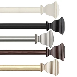 Rockwell 1" Curtain Rod Adjustable Drapery Rod 28-240" (5 sizes, 5 colors) - Picture 1 of 16