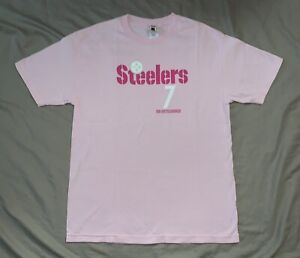 Pittsburgh Steelers ROETHLISBERGER 7 NFL Players Inc Pink T Shirt Men L Large