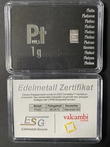 1g Platinbarren "ESG" + Schaubox + Zertifikat Wertanlage Inflation rare wie Gold - Bild 1 von 8