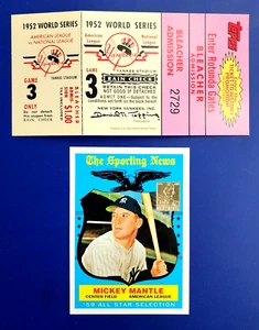 1952 World Series Ticket Stub Yankees Dodgers Game 3 w Mickey Mantle 1959 RP LOT - Picture 1 of 2