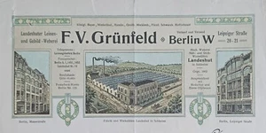 1911 GERMANY BERLIN F. V. GRUNFELD invoice factory for weaving linen and fabrics - Picture 1 of 3