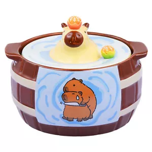 Large Ramen Bowls Cartoon Capybara Ceramic Noodles Bowl Soup Cups with Lids - Picture 1 of 12