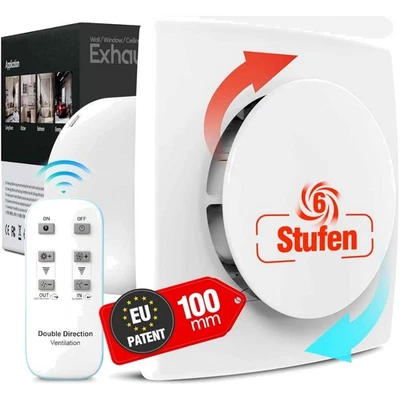 Badlüfter 100mm mit Fernbedienung, Bidirektional, 6 Geschwindigkeiten mit Anz...