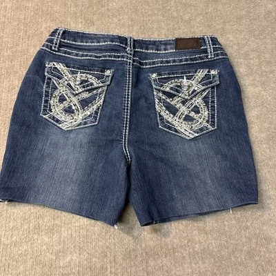 EARL Jeans Womens Cutoff Mid Rise Jeans Medium Wash Studded Pockets Sz 10 - Image 1 of 4