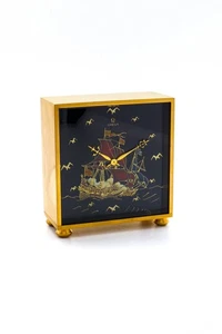 Omega Tischuhr 8-Tagewerk SCHIFF Handgemalt von Jean-Pierre Mathey 50´s - Bild 1 von 8