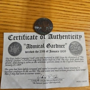 216 Jahre alte Münze - Versenktes Schiffswrack des Admirals Gardner im Ärmelkanal - Bild 1 von 3