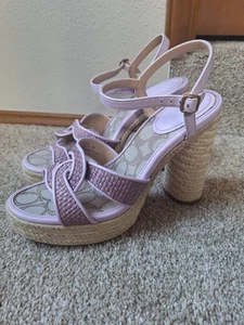 Neu ohne Etikett Coach Talina Raffia Sandale lila 9 B (M) 298 $ Einzelhandel - Bild 1 von 10