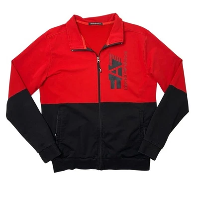 Emporio Armani Jacket Men M Medium Black Red Natural Ventus 7 Cotton Blend Track - Image 1 of 4