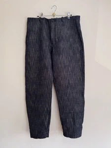 Hansen Garments Trygve Wide Cut Cropped Trousers Black Hemp L - Picture 1 of 6