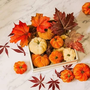 12PCS Artificial Velvet Pumpkins Halloween Festival Harvest Fall Farmhouse Decor - Picture 1 of 12
