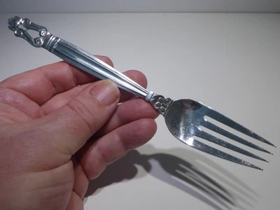 Georg Jensen Sterling Acorn Dinner Fork 7.5" 60 grams NO Monogram Hallmark 1960 - Изображение 1 из 4