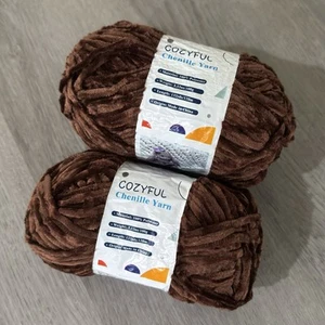 Acogedor Hilo de Chenilla Súper Suave Lote de 2 Madejas Marrón Hilo de Ganchillo Sin Desprendimiento - Imagen 1 de 2