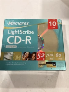MEMOREX LIGHTSCRIBE CD-R SUPPORTO REGISTRABILE 52x 700mb 80min CONFEZIONE DA 10 - Nuovo/Sigillato - Foto 1 di 5