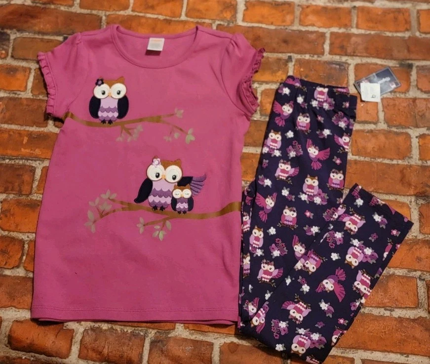 Gymboree Magic Meadow Girls Owl Outfit Set Shirt Sz 8 Leggings Sz 7 Nwt - Image 1 of 1