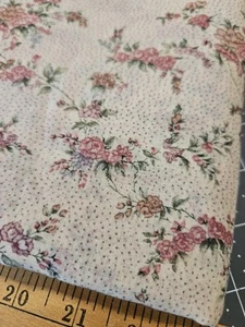 VTG Semi Sheer Wamsutta Mills Taupe Dusty Rose Floral Fabric BY THE HALF YARD - Picture 1 of 6