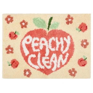 Peachy Clean Bath Mat Peach Bathroom Decor Non Slip Soft Water Absorbent Cute... - Foto 1 di 6