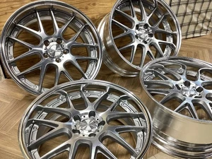 JDM Wheels WORK 19x8.5/9.5 5x114.3 33 LANVEC LM7 Silver Cut Clear Set4 QW - Picture 1 of 8