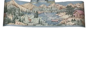 Rustic Cabin Lake Forest Wallpaper Border Roll Scenic Wildlife Deer Lodge Decor - Picture 1 of 5