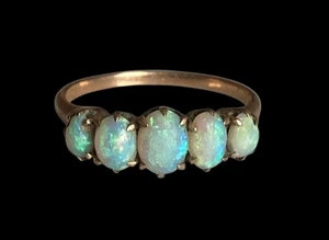 ANTIKER VIKTORIANISCHER um 1860 AUSTRALISCHER OPAL 14k RING GOLD 7,5 TOLLE FARBE - Bild 1 von 5