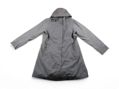 Eddie Bauer WeatherEdge Raincoat Womens XL Gray Hooded Long Jacket Parka Trench - Image 1 of 4