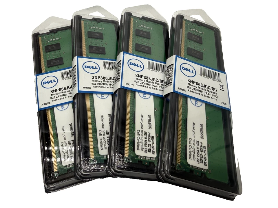 32GB (4x 8GB) Dell Memory Module Upgrade 8G Model SNP888JGC/8G Servers PC4-2400T - Image 1 of 3