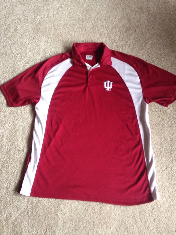 Indiana University Mens L  Short Sleeve Polyester Polo Shirt J America - Image 1 of 4