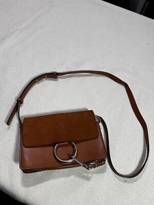 CHLOE Faye Small Leather Suede Crossbody Shoulder Bag Tobacco Brown - Picture 1 of 18