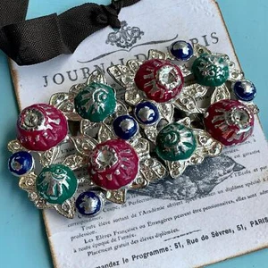 Vintage Pot Metal & Rhinestone Sash Belt Buckle - Picture 1 of 5
