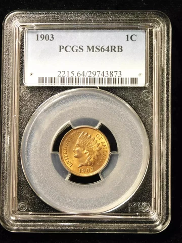 1903 P Small Cents Indian Head PCGS MS-64 RB Cover