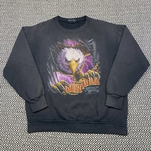 Sudadera de motociclista estadounidense Harley Davidson Born Wild Eagle 1992 vintage para hombre XL - Imagen 1 de 9