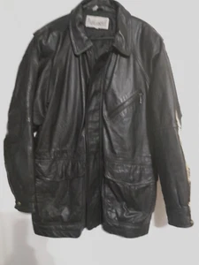 VTG Men's Avalanche Black Leather Winter Coat Size L/G - Picture 1 of 6
