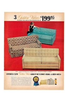 Simmons Hide A Bed Sofa Print Ad Vintage Advertisement Furniture Ad 1963 - Picture 1 of 1