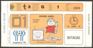Boleto de prensa Copa Mundial de Fútbol Argentina 1978 #01 Alemania sin usar 0 vs Polonia 0 - Imagen 1 de 2