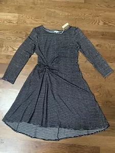 MAX STUDIO Black/White Striped Long Sleeve Soft Knit Dress- size Large - NWT - Picture 1 of 4