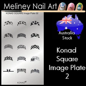 Konad Square Image Plate 2 for Stamping Nail Art Transfer Stencils French Tips - Picture 1 of 2
