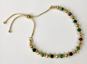 HSN Bellezza Bronze Tone Ruby Zoisite Adjustable Station Bracelet - Picture 1 of 7
