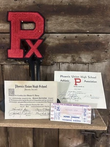 1952 Phoenician Phoenix Union High School Letter Man Letter, And Memorabilia. - Picture 1 of 4