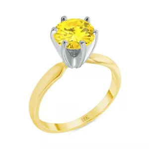 1.75 Ct Round Yellow Canary 18K Yellow Gold Solitaire Engagement Wedding Ring - Picture 1 of 3