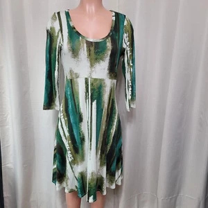 Karen Kane Long Sleeve Pullover Knee Length Shift Dress Women's Size Small Green - Picture 1 of 10