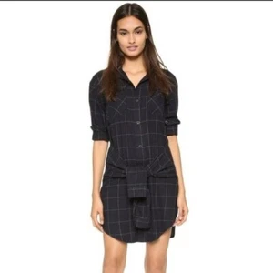Current/Elliott The Twist Shirt Dress in Windowpane Plaid and Black New Size S - Picture 1 of 11