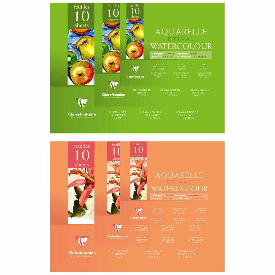 CLAIRFONTAINE Aquarellblock ETIVAL A4 A3 300g matt torchen 10 Blatt | MADE IN FR - Bild 1 von 1