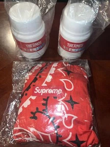 SUPREME ENO ISLANDER NYLON BLANKET RED SS22 & 2 THERMOS FOOD JARS FW18 New Lot - Picture 1 of 3