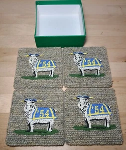 Vintage 80er Bill Goat '54 USNA Midshipmen Low Country Guild 4er Set Teppich Untersetzer - Bild 1 von 4