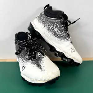 Under Armour-Locked Down Football Cleats 4211166590 Youth Size 2.5 Black White - Picture 1 of 13