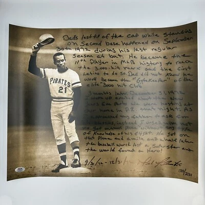 Roberto Clemente Jr Signed Clemente Story 16x20 Photo PSA LE 187/2121 Pirates - Image 1 of 3