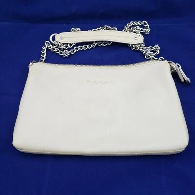 Bolso de Mano Pequeño Bandolera de Cuero Pulicati Hecho en Italia Beige 11 x 6,5 pulgadas Foto 1 de 4