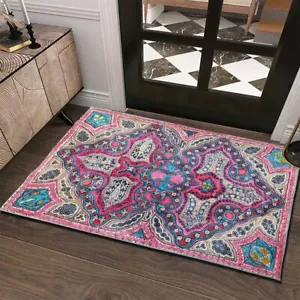 Vintage Area Rug 2x3 Oriental Medallion Distressed Boho Small Entryway Rug Doorm - Picture 1 of 7