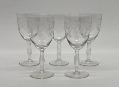 5 Art Nouveau Süsswein Glasses With Etched Decoration Transparent Antique - Image 1 of 4