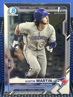 2021 Bowman Chrome AUSTIN MARTIN Toronto Blue Jays 1st Bowman - Image 1 of 2