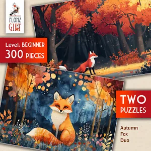 2 x JIGSAW PUZZLES 300pc ~ Autumn Fox Duo - whimsical woodland FG2032 - Picture 1 of 4